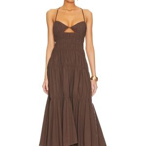 Chic Brown Maxi Dress with Straps